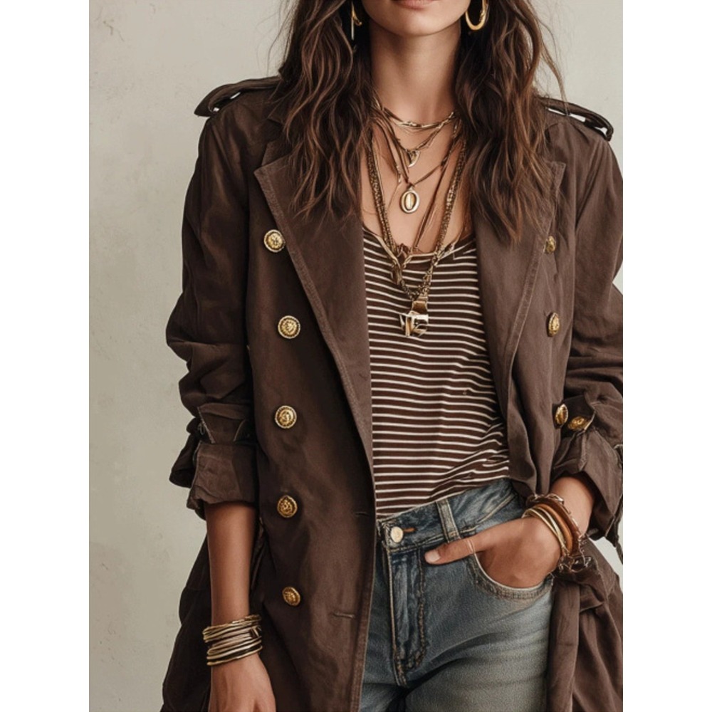 Novarra Double-Breasted Belt Trench Coat - Large - Picture 5 of 5